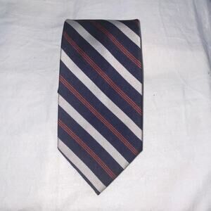 Vtg Wembley Repp Necktie Stripe Blue Red Grey Woven 56 x 4 1980s New Suit Career